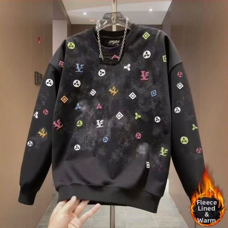 Muški premium sweatshirt s tie-dye uzorkom, okrugli izrez, dugi rukavi, slim fit, jesen 2024