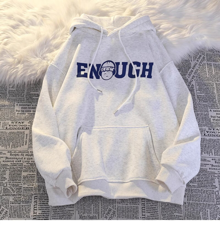 Ανδρικό φούτερ με κουκούλα από φλίς, χαλαρή γραμμή, φθινοπωρινή χρήση, εκτύπωση με γράμματα