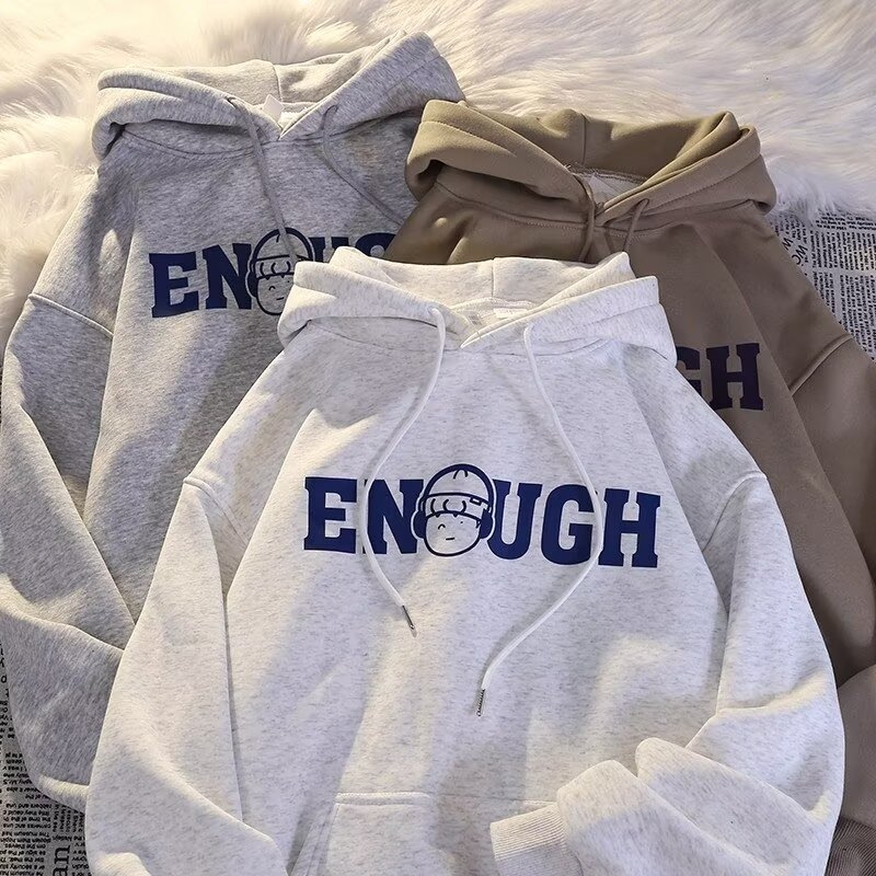 Ανδρικό φούτερ με κουκούλα από φλίς, χαλαρή γραμμή, φθινοπωρινή χρήση, εκτύπωση με γράμματα