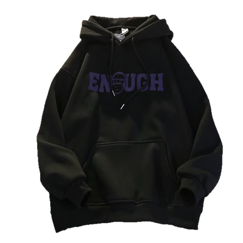 Ανδρικό φούτερ με κουκούλα από φλίς, χαλαρή γραμμή, φθινοπωρινή χρήση, εκτύπωση με γράμματα