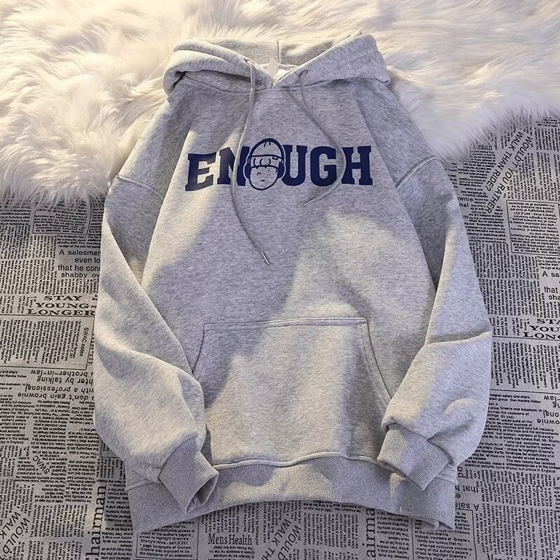 Ανδρικό φούτερ με κουκούλα από φλίς, χαλαρή γραμμή, φθινοπωρινή χρήση, εκτύπωση με γράμματα