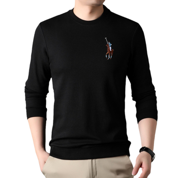 Karen Whale férfi kerek nyakú hímzett pulóver, egyszínű, őszre