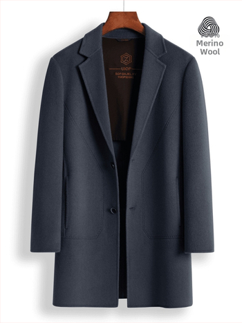 Двустранно вълнено палто, корейски стил, свободна кройка, еднобортно закопчаване, без колан, странични джобове, едноцветен модел, есен 2023