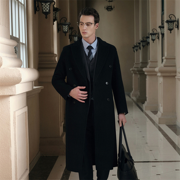 Мъжко палто от вълна, корейски стил, свободна кройка, двойно закопчаване, плътна вълна, 100% вълна