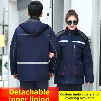 Žieminis darbo palta su nuimama įdėklu, dėmėms atsparus, išorinis audinys – medvilnės mišinio, vyriška darbo apranga