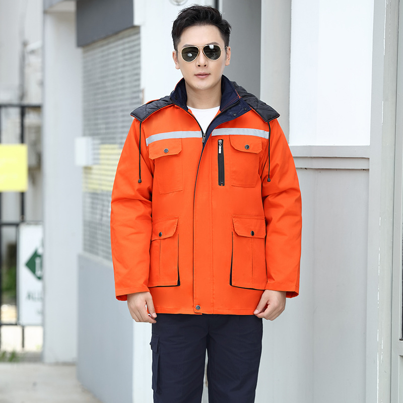 Žieminis darbo palta su nuimama įdėklu, dėmėms atsparus, išorinis audinys – medvilnės mišinio, vyriška darbo apranga