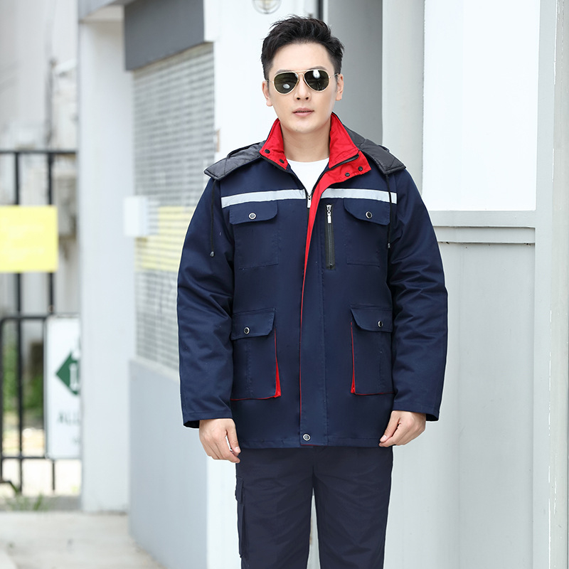 Žieminis darbo palta su nuimama įdėklu, dėmėms atsparus, išorinis audinys – medvilnės mišinio, vyriška darbo apranga