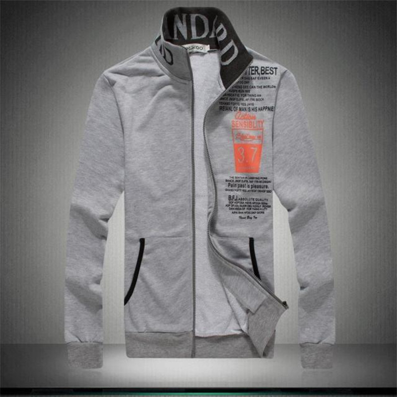 Férfi pulóver készlet – Koreai stílusú Slim-Fit, betűs mintázat, álló gallér, cipzár, 65% pamut, 35% poliészter