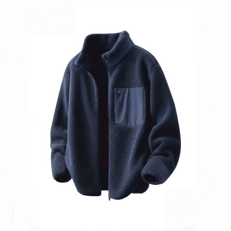 Férfi téli kapucnis kabát gyapjúkülsővel és nyúlszőr bélésével, fiatalos stílus