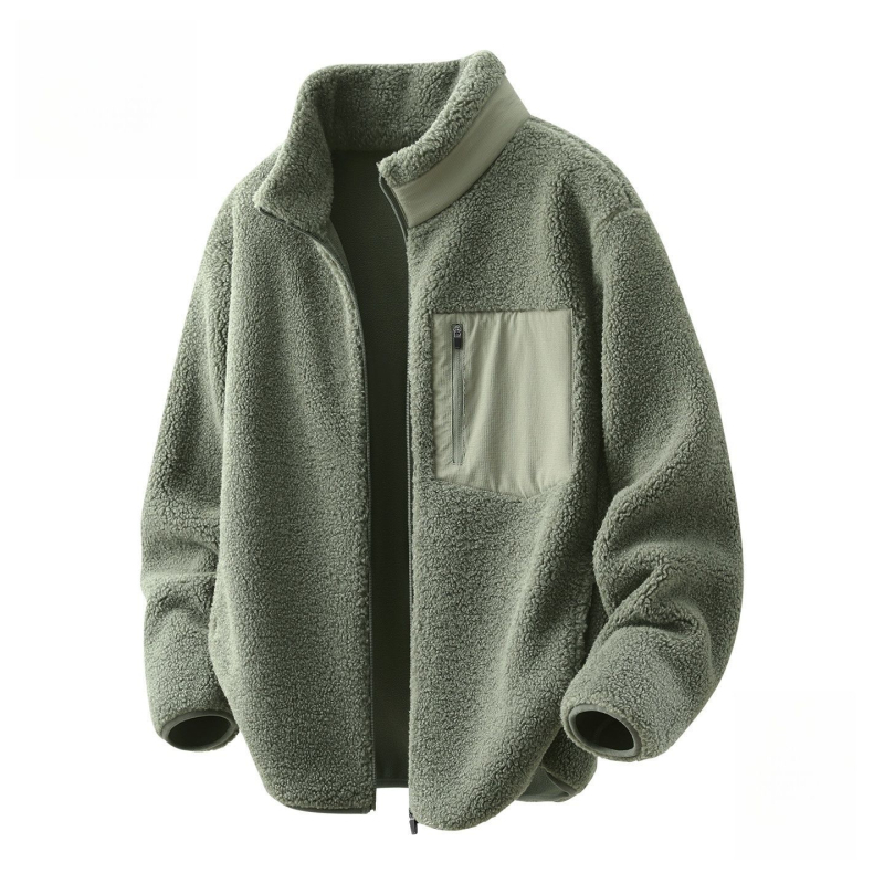 Férfi téli kapucnis kabát gyapjúkülsővel és nyúlszőr bélésével, fiatalos stílus