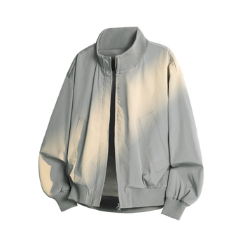 Férfi dzseki koreai stílusban, pamutkeverék anyag, raglán ujj, cipzár, gallér nélküli kivitel