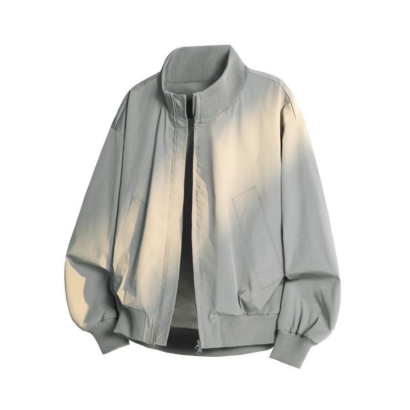 Férfi dzseki koreai stílusban, pamutkeverék anyag, raglán ujj, cipzár, gallér nélküli kivitel