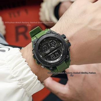 Ψηφιακό αθλητικό ρολόι με φωτιζόμενο χρονογράφο και ξυπνητήρι, αδιάβροχο μέχρι 10 μ., καντράν 43 mm, λουρί TPU, ηλεκτρονικός μηχανισμός