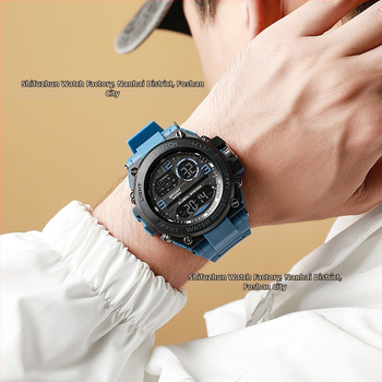 Ψηφιακό αθλητικό ρολόι με φωτιζόμενο χρονογράφο και ξυπνητήρι, αδιάβροχο μέχρι 10 μ., καντράν 43 mm, λουρί TPU, ηλεκτρονικός μηχανισμός