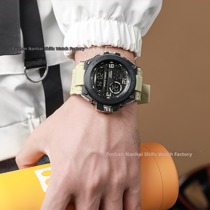 Ψηφιακό αθλητικό ρολόι με φωτιζόμενο χρονογράφο και ξυπνητήρι, αδιάβροχο μέχρι 10 μ., καντράν 43 mm, λουρί TPU, ηλεκτρονικός μηχανισμός