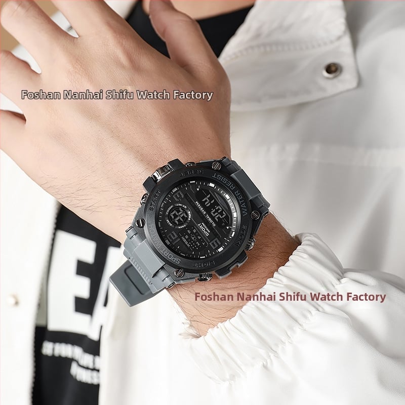 Ψηφιακό αθλητικό ρολόι με φωτιζόμενο χρονογράφο και ξυπνητήρι, αδιάβροχο μέχρι 10 μ., καντράν 43 mm, λουρί TPU, ηλεκτρονικός μηχανισμός