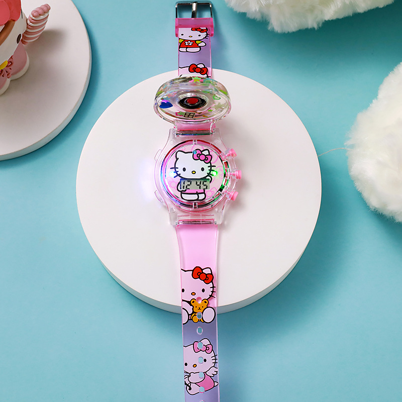 Παιδικό ρολόι με περιστρεφόμενο φωτιζόμενο μουσικό μηχανισμό, λουράκι από σιλικόνη, μεταλλική κάσα, ηλεκτρονική κίνηση, κυκλικό καντράν, μη αδιάβροχο