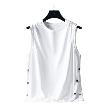 Muški bezrukavni T-shirt vest s gumbima, 100% pamuk, slobodan kroj, za sportsku aktivnost