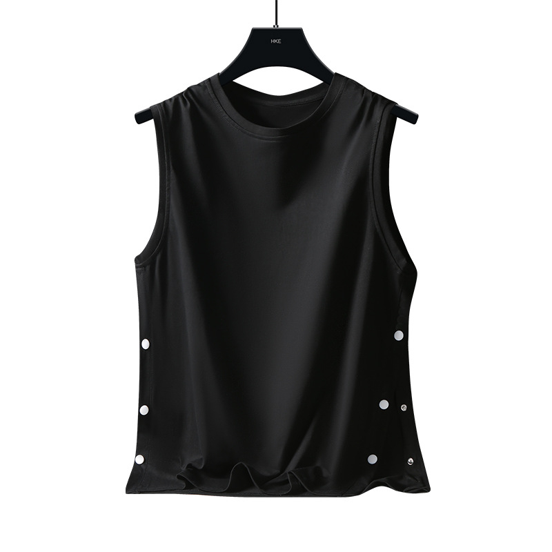 Muški bezrukavni T-shirt vest s gumbima, 100% pamuk, slobodan kroj, za sportsku aktivnost