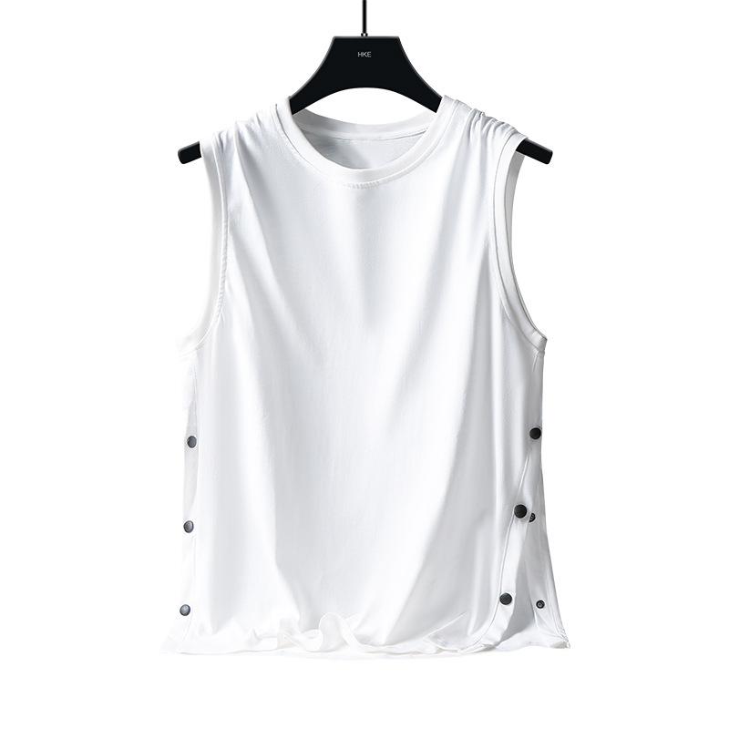 Muški bezrukavni T-shirt vest s gumbima, 100% pamuk, slobodan kroj, za sportsku aktivnost