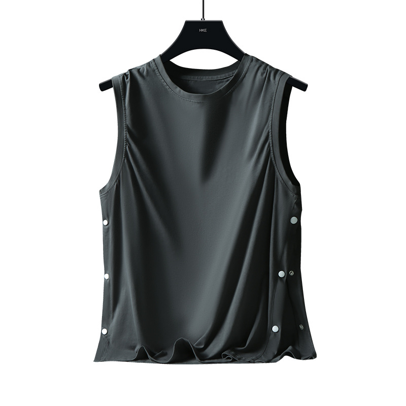 Muški bezrukavni T-shirt vest s gumbima, 100% pamuk, slobodan kroj, za sportsku aktivnost
