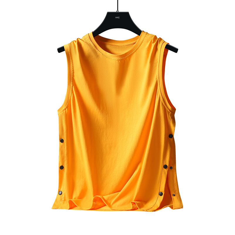 Muški bezrukavni T-shirt vest s gumbima, 100% pamuk, slobodan kroj, za sportsku aktivnost