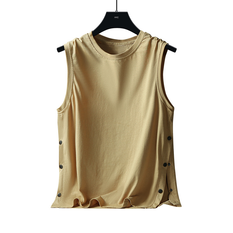 Muški bezrukavni T-shirt vest s gumbima, 100% pamuk, slobodan kroj, za sportsku aktivnost