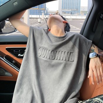 Vīriešu bez piedurknēm T-krekli veste, brīva piegriezuma, vienkrāsains raksts, 100% poliesters, bez gludināšanas