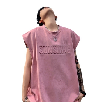 Vīriešu bez piedurknēm T-krekli veste, brīva piegriezuma, vienkrāsains raksts, 100% poliesters, bez gludināšanas