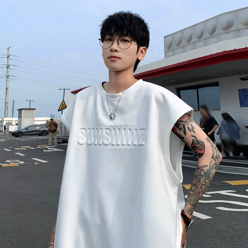 Vīriešu bez piedurknēm T-krekli veste, brīva piegriezuma, vienkrāsains raksts, 100% poliesters, bez gludināšanas