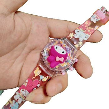 Παιδικό ηλεκτρονικό μουσικό ψηφιακό ρολόι με λουράκι από σιλικόνη, μεταλλικό περίβλημα και στρογγυλό καντράν