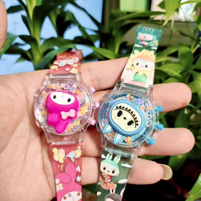 Παιδικό ηλεκτρονικό μουσικό ψηφιακό ρολόι με λουράκι από σιλικόνη, μεταλλικό περίβλημα και στρογγυλό καντράν