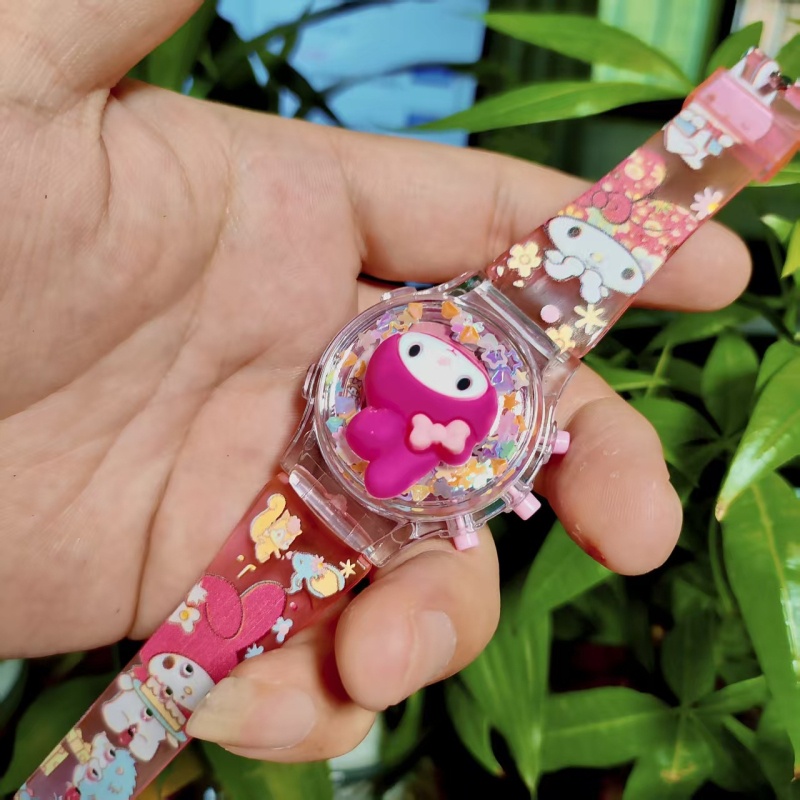 Παιδικό ηλεκτρονικό μουσικό ψηφιακό ρολόι με λουράκι από σιλικόνη, μεταλλικό περίβλημα και στρογγυλό καντράν