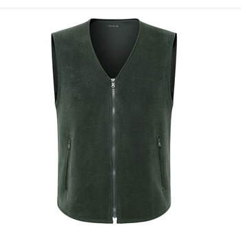 Férfi téli polár mellény, kardigán-stílusú, V-nyakú, oldalsó zsebek, vastag polár