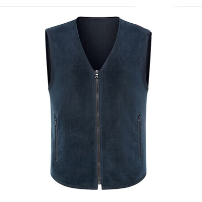 Férfi téli polár mellény, kardigán-stílusú, V-nyakú, oldalsó zsebek, vastag polár