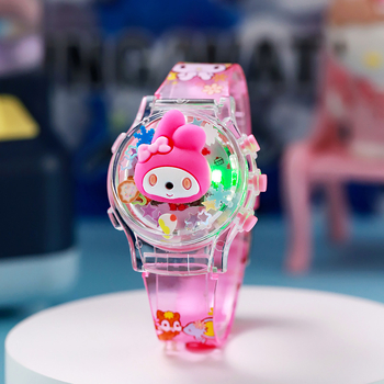 Παιδικό ηλεκτρονικό ρολόι quartz με περιστρεφόμενα φώτα και μουσική, αριθμητική οθόνη, σιλικόνι ιμάντας, μεταλλική κάσα