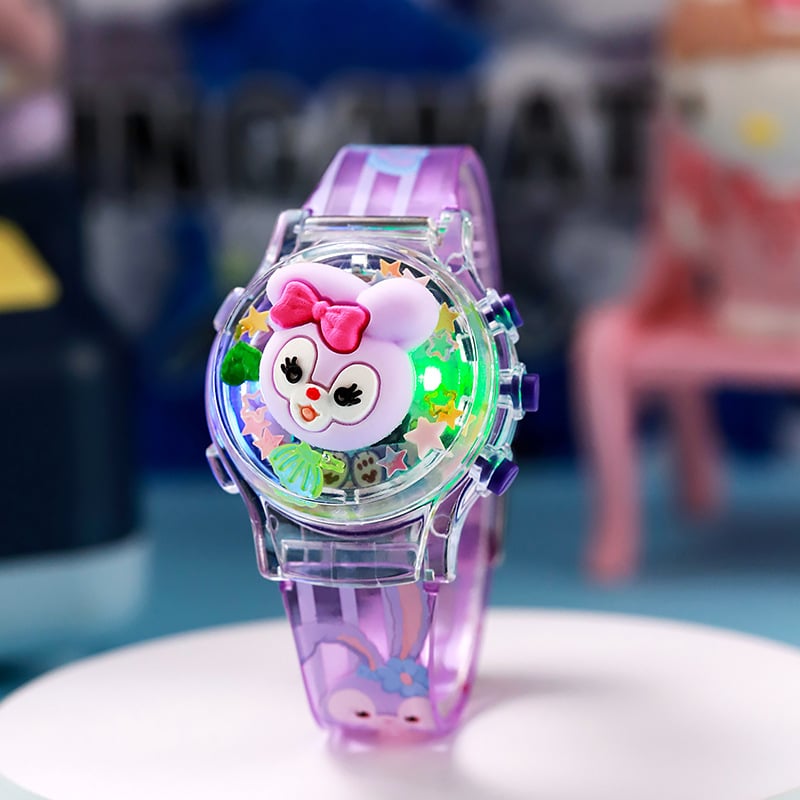 Παιδικό ηλεκτρονικό ρολόι quartz με περιστρεφόμενα φώτα και μουσική, αριθμητική οθόνη, σιλικόνι ιμάντας, μεταλλική κάσα