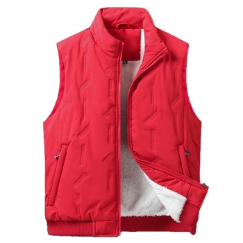 Férfi mellény fleece-bevonattal és kapucnival, cipzáros elülső rész, álló gallér, több zseb