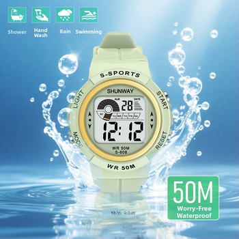 Shengwei Παιδικός ηλεκτρονικός ρολόι με νυχτερινό φωτισμό για μαθητές — αδιάβροχος μέχρι 50 μ, ψηφιακή οθόνη, λουρί TPU