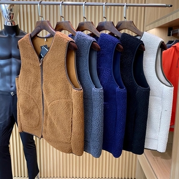 Unisex prsluk s kapuljačom, dvostrani pliš, za jesen-zimu, nordijski stil
