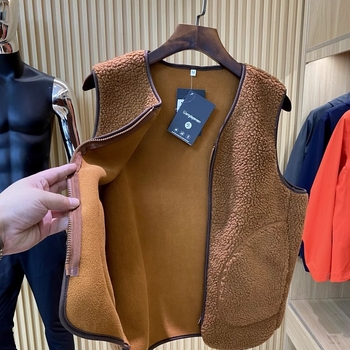 Unisex prsluk s kapuljačom, dvostrani pliš, za jesen-zimu, nordijski stil