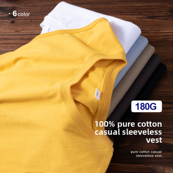 Vīriešu brīvi piegriezta kokvilnas T-krekls bez piedurknēm, 100% kokvilna, apaļš gals, vasara