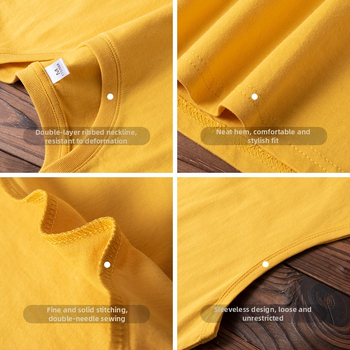 Vīriešu brīvi piegriezta kokvilnas T-krekls bez piedurknēm, 100% kokvilna, apaļš gals, vasara