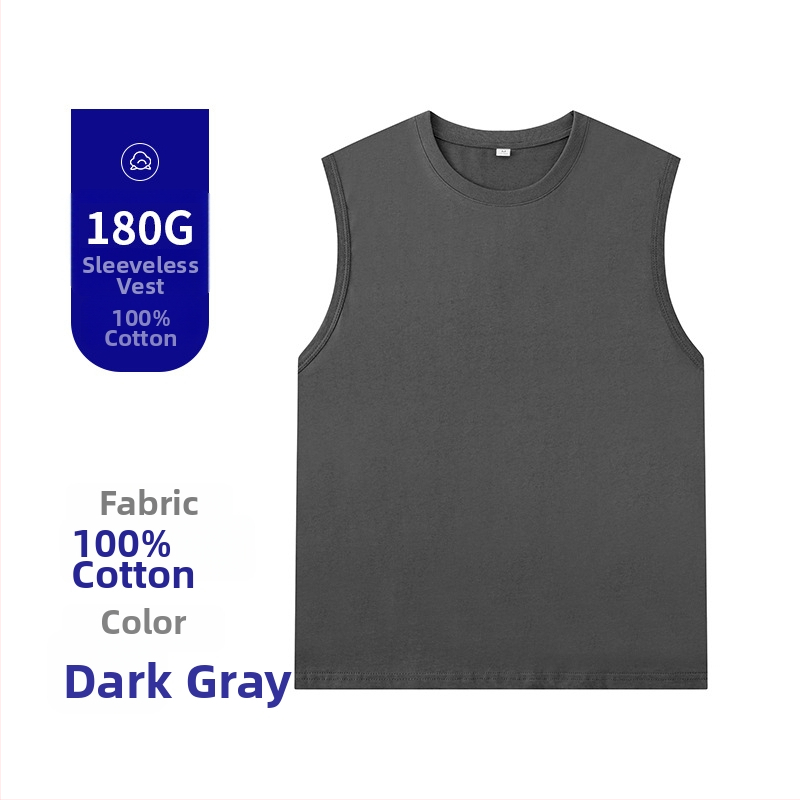 Vīriešu brīvi piegriezta kokvilnas T-krekls bez piedurknēm, 100% kokvilna, apaļš gals, vasara