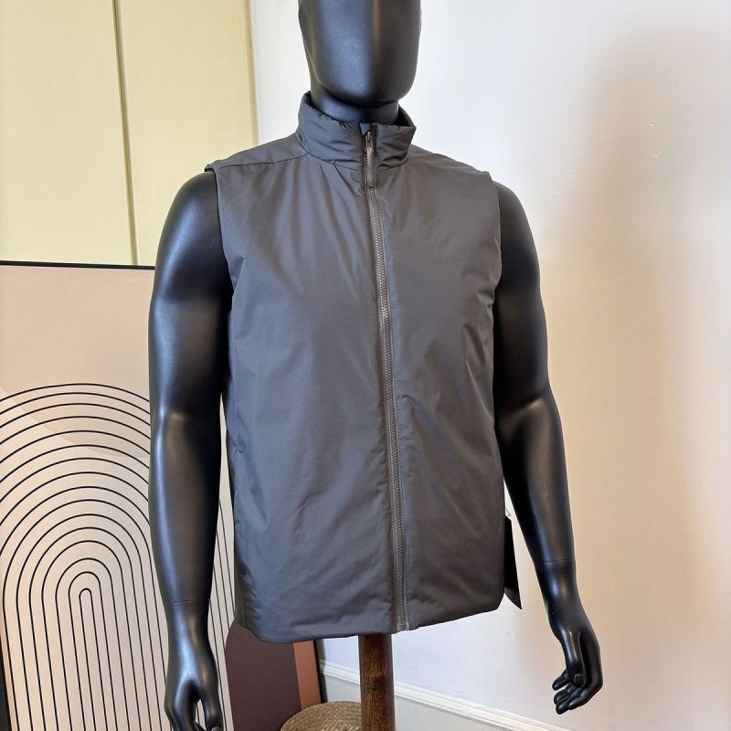 Férfi pamutból készült mellény álló gallérral, szélvédett, vastag, töltet: poliészter szál, fő anyag: poliészter