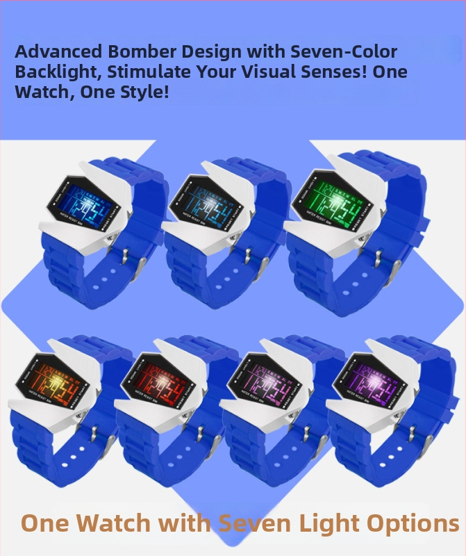 Henderson Hengnuoxin Ψηφιακό LED ρολόι με ξυπνητήρι, 50m αδιάβροχο, ηλεκτρονική LCD κίνηση, σιλικόονινο λουράκι, ρόμβος καντράν