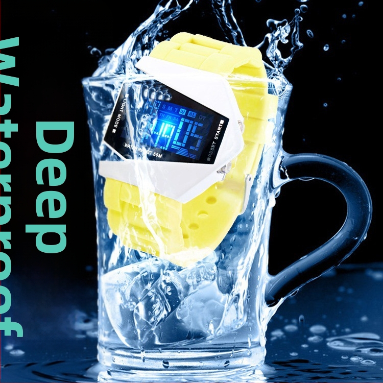 Henderson Hengnuoxin Ψηφιακό LED ρολόι με ξυπνητήρι, 50m αδιάβροχο, ηλεκτρονική LCD κίνηση, σιλικόονινο λουράκι, ρόμβος καντράν