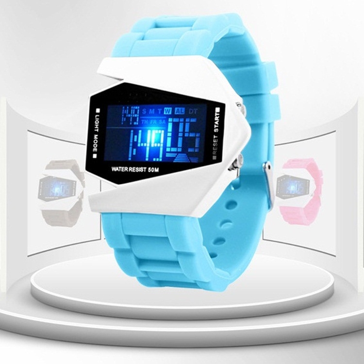 Henderson Hengnuoxin Ψηφιακό LED ρολόι με ξυπνητήρι, 50m αδιάβροχο, ηλεκτρονική LCD κίνηση, σιλικόονινο λουράκι, ρόμβος καντράν