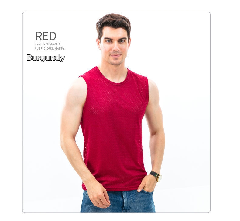 Sietiņveida bez piedurknēm sporta veste, brīvs piegriezums, ice-silk audums, vasara, poliesters 95%