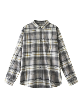 Threemix Vyriški flaneliniai marškiniai – laisvas kirpimas, ilgomis rankovėmis, apykaklė su lapeliu, languotas raštas, pūkuota tekstūra